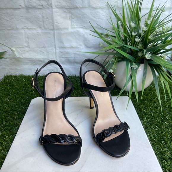 STUART WEITZMAN
DANCER TWISTIE 75 BLACK LEATHER SANDALS SIZE 6 - Picture 5 of 9